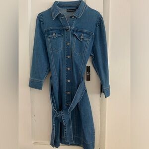 New York & Co. Button-down Denim Dress w/Belt, Size M NWT